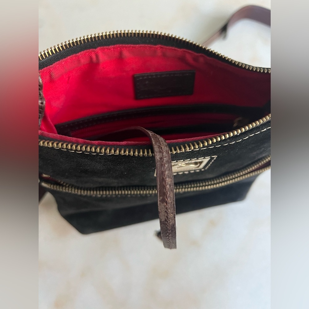Dooney & Bourke Suede Classic Black Crossbody Mini Chic Preppy Leather Purse - Picture 7 of 8
